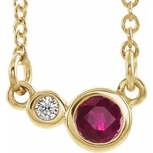 14K Yellow Ruby & .02 CTW Diamond 18" Necklace