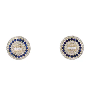 14K YG Diamond & Sapphire Earrings