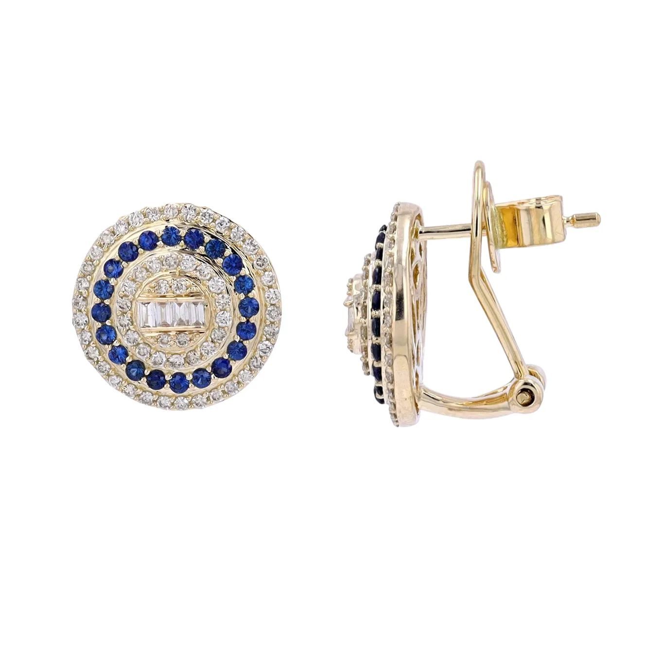 14K YG Diamond & Sapphire Earrings