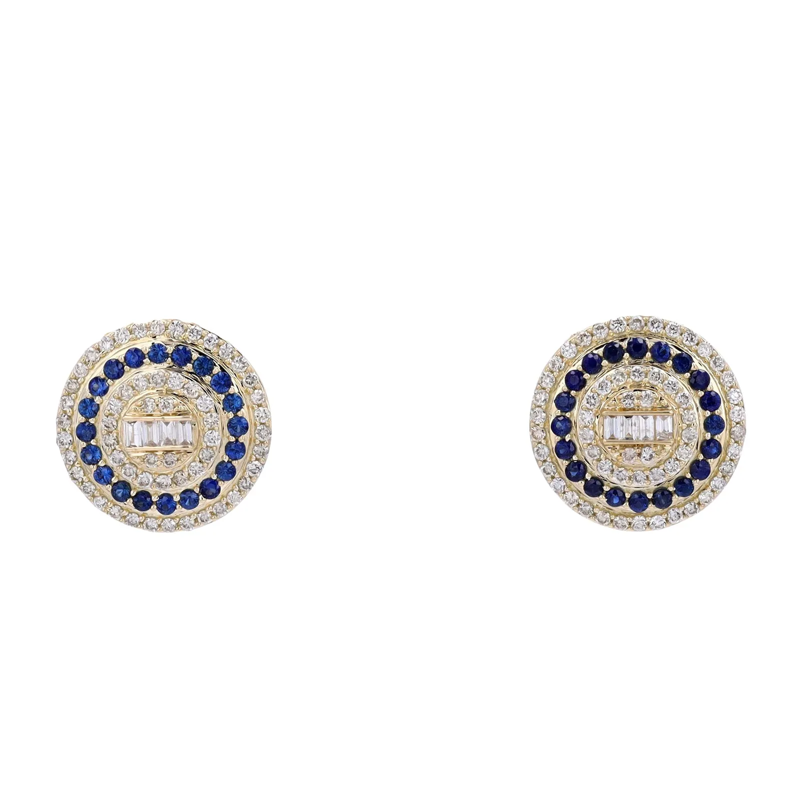 14K YG Diamond & Sapphire Earrings