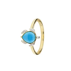 14kt Gold Vermeil Turquoise Turtle Ring
