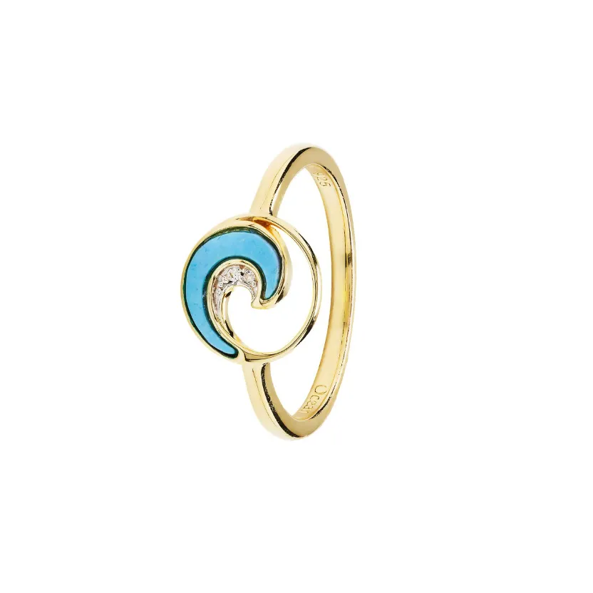 14kt Gold Vermeil Turquoise Wave Ring