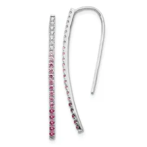 14KT White Gold Cascading Ombre Pink Sapphire Diamond Earrings
