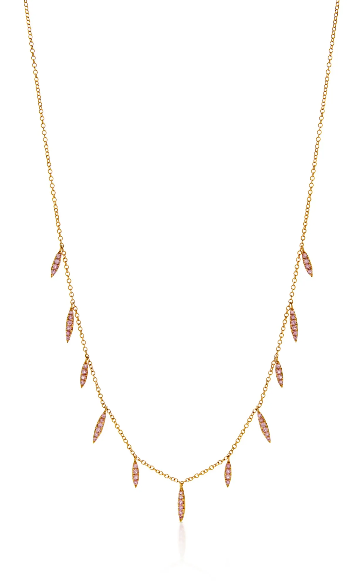 14KY Eleven Wishes Necklace in Pink Sapphires