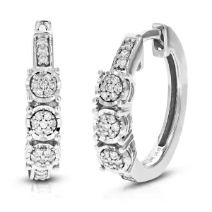 1/5 cttw Lab Grown Diamond Cluster Hoop Earrings in Silver