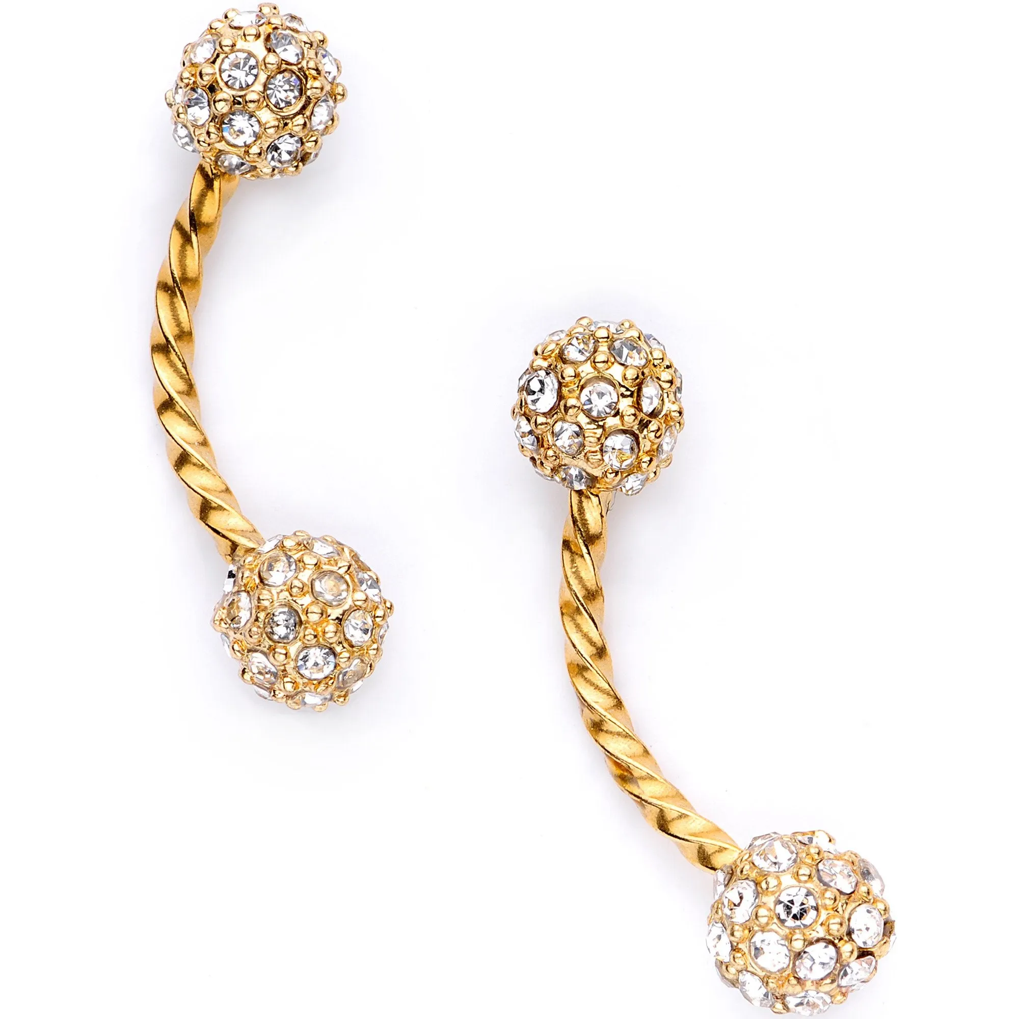 16 Gauge Clear Gem Gold Tone Captive Ring Curved Barbell Cartilage Set