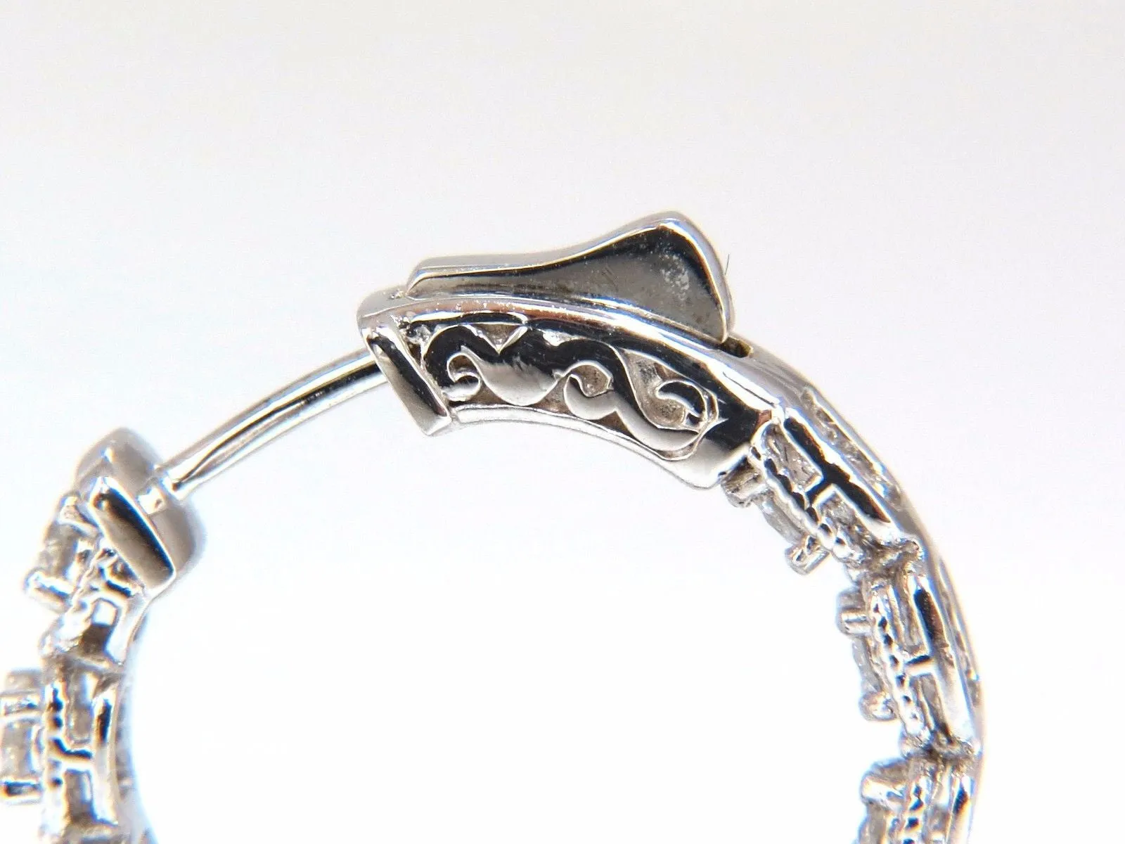1.60ct natural round brilliant in/out diamond hoop earrings 14kt rope twist