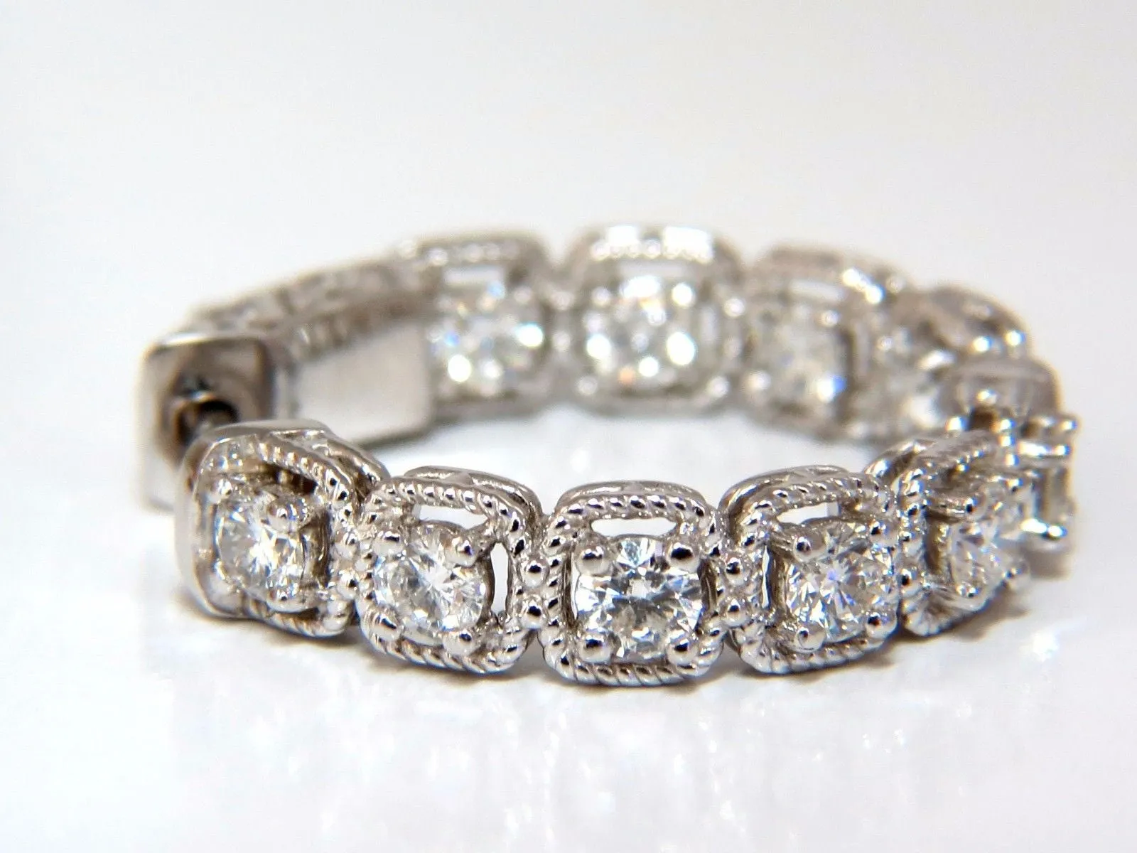 1.60ct natural round brilliant in/out diamond hoop earrings 14kt rope twist