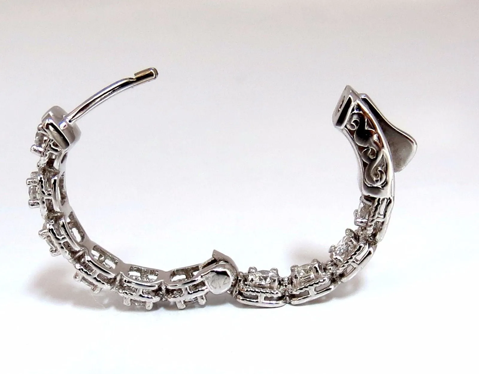 1.60ct natural round brilliant in/out diamond hoop earrings 14kt rope twist