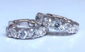 1.63ct Natural Round Diamond hoop earrings 14kt 16mm button & share prong 