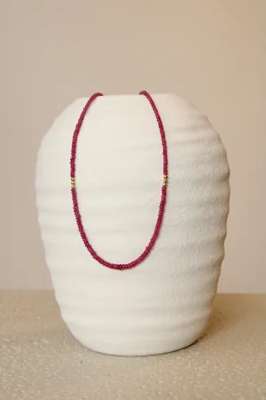 16" Petite Smooth Ruby Gem Strand x 14K Gold Beads