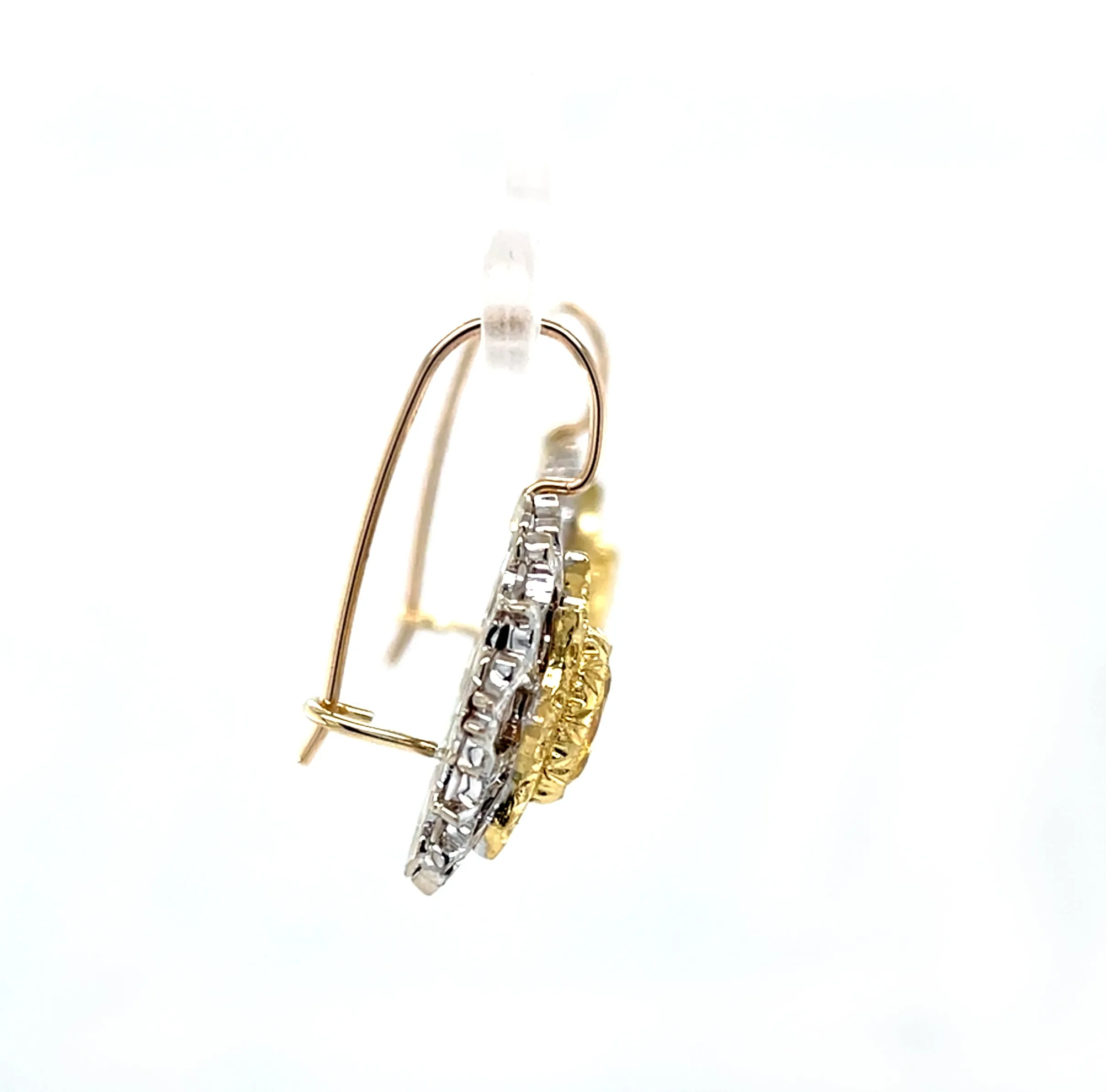1.79 ct. t.w. Yellow Sapphire, HandmadeTwo-toned Lever Back Drop Earrings