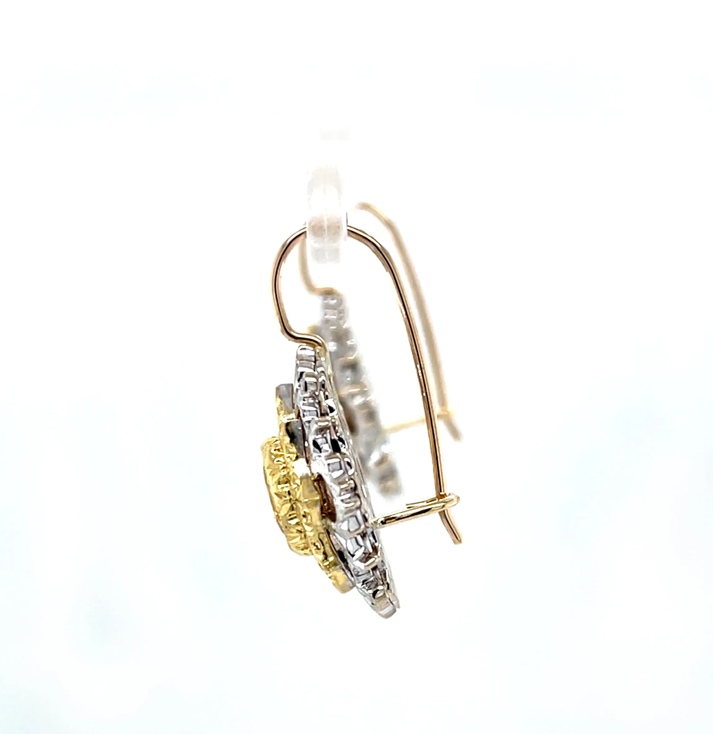 1.79 ct. t.w. Yellow Sapphire, HandmadeTwo-toned Lever Back Drop Earrings