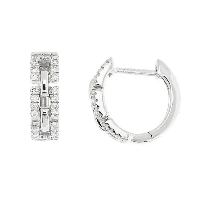 18 Karat White Gold 0.17ct Diamond Huggie Earrings