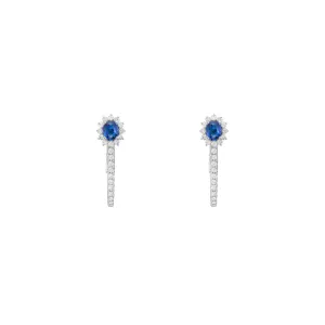 18 Karat White Gold oval sapphire earrings with diamonds