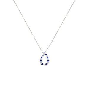18 Karat White Gold Pear shape necklace with sapphires and diamonds