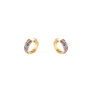 18 Karat yellow gold Candy huggy earrings with Sapphires and Diamonds