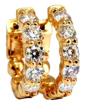 1.80ct Natural Round Diamond mini hoop earrings 14kt yellow gold Dime