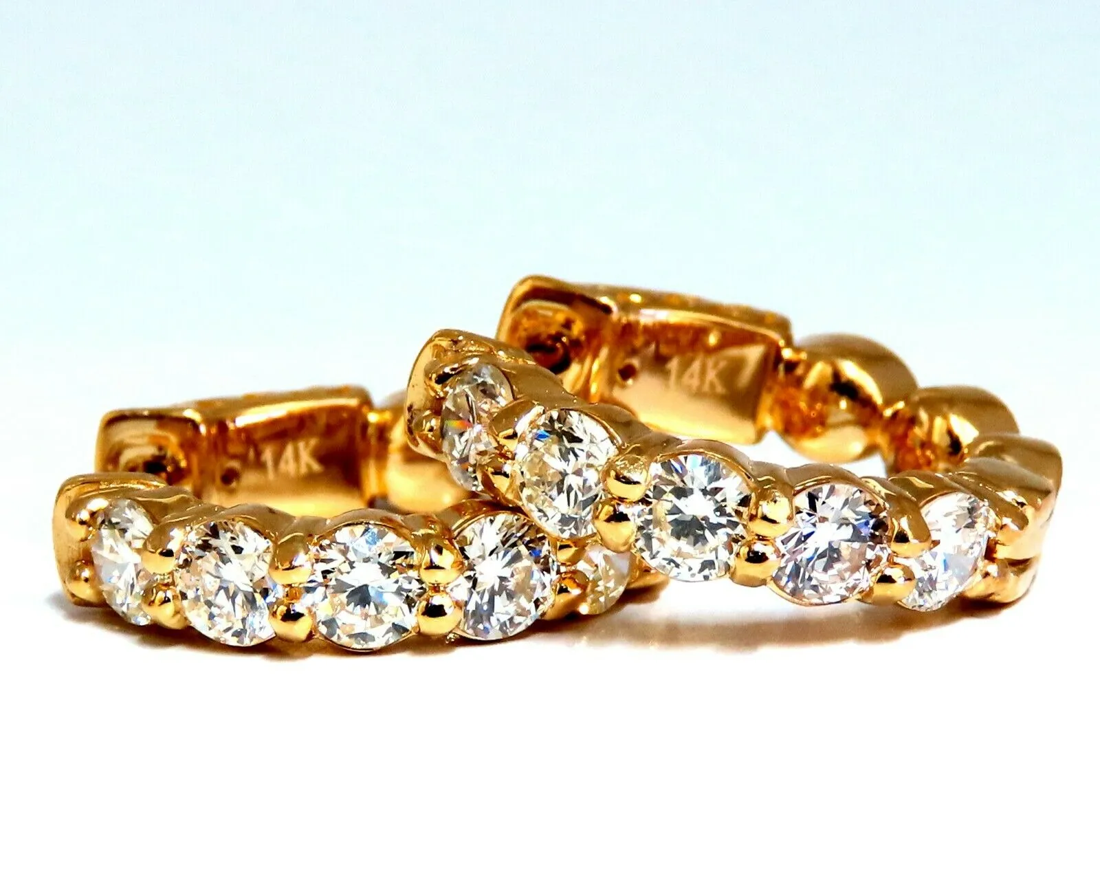 1.80ct Natural Round Diamond mini hoop earrings 14kt yellow gold Dime