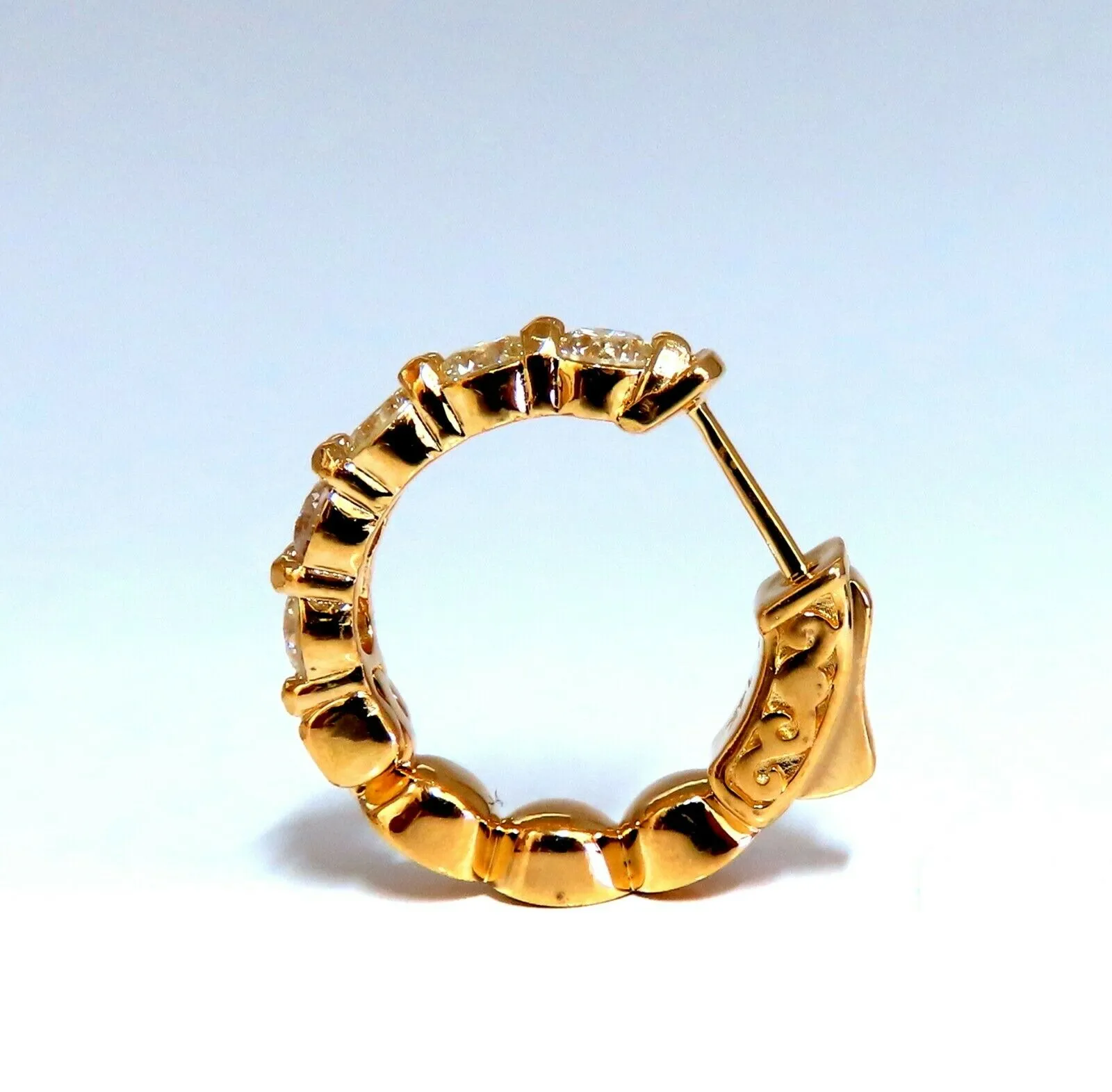 1.80ct Natural Round Diamond mini hoop earrings 14kt yellow gold Dime