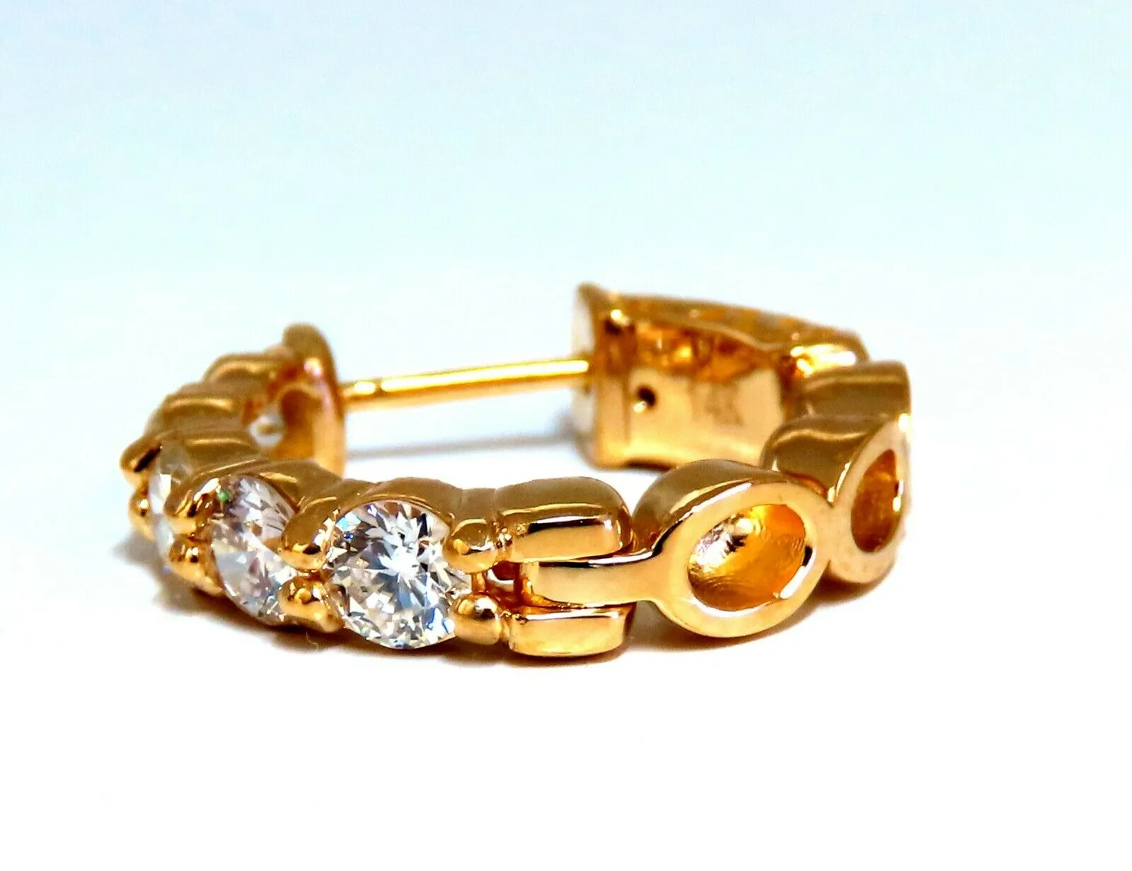 1.80ct Natural Round Diamond mini hoop earrings 14kt yellow gold Dime