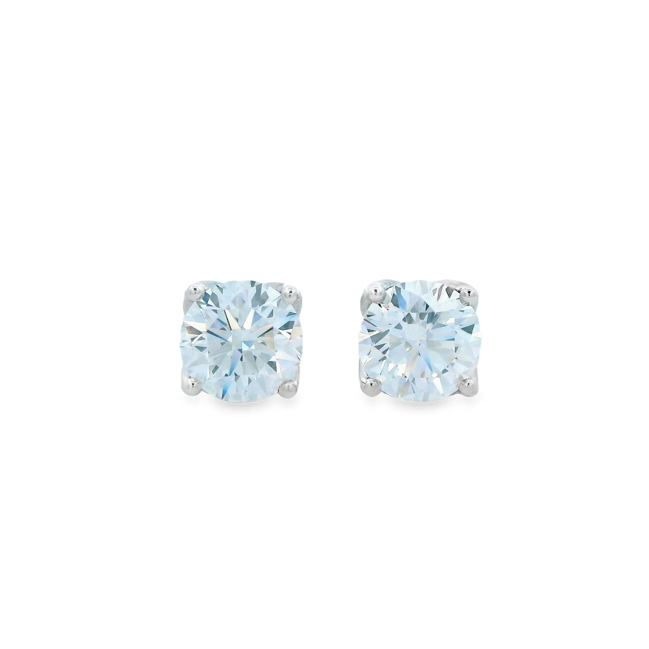 18ct White Gold Round Lab Grown Diamond Stud Earrings. TDW=2.53ct