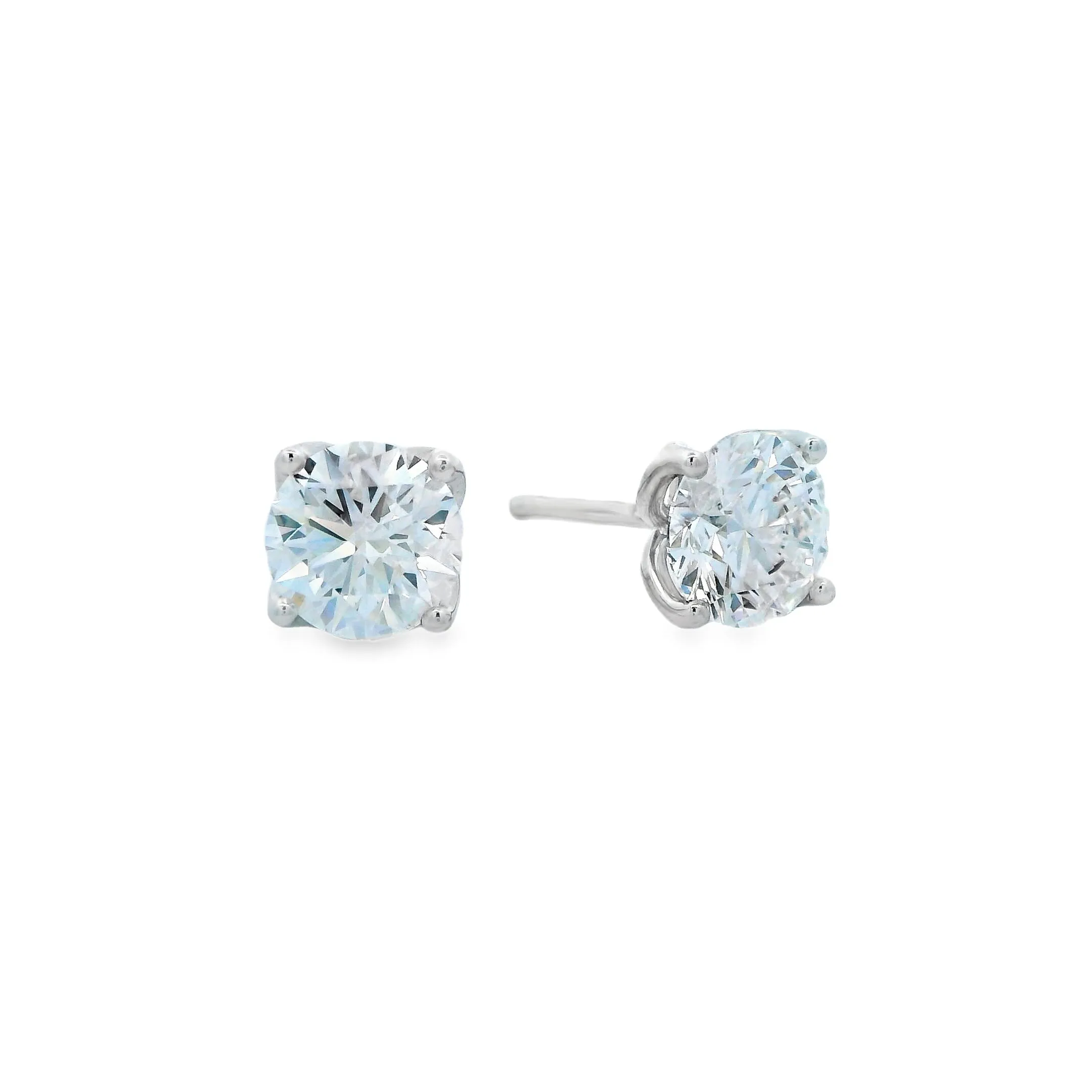 18ct White Gold Round Lab Grown Diamond Stud Earrings. TDW=2.53ct