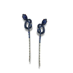 18ct White Gold Sapphire & Diamond Snake Earrings