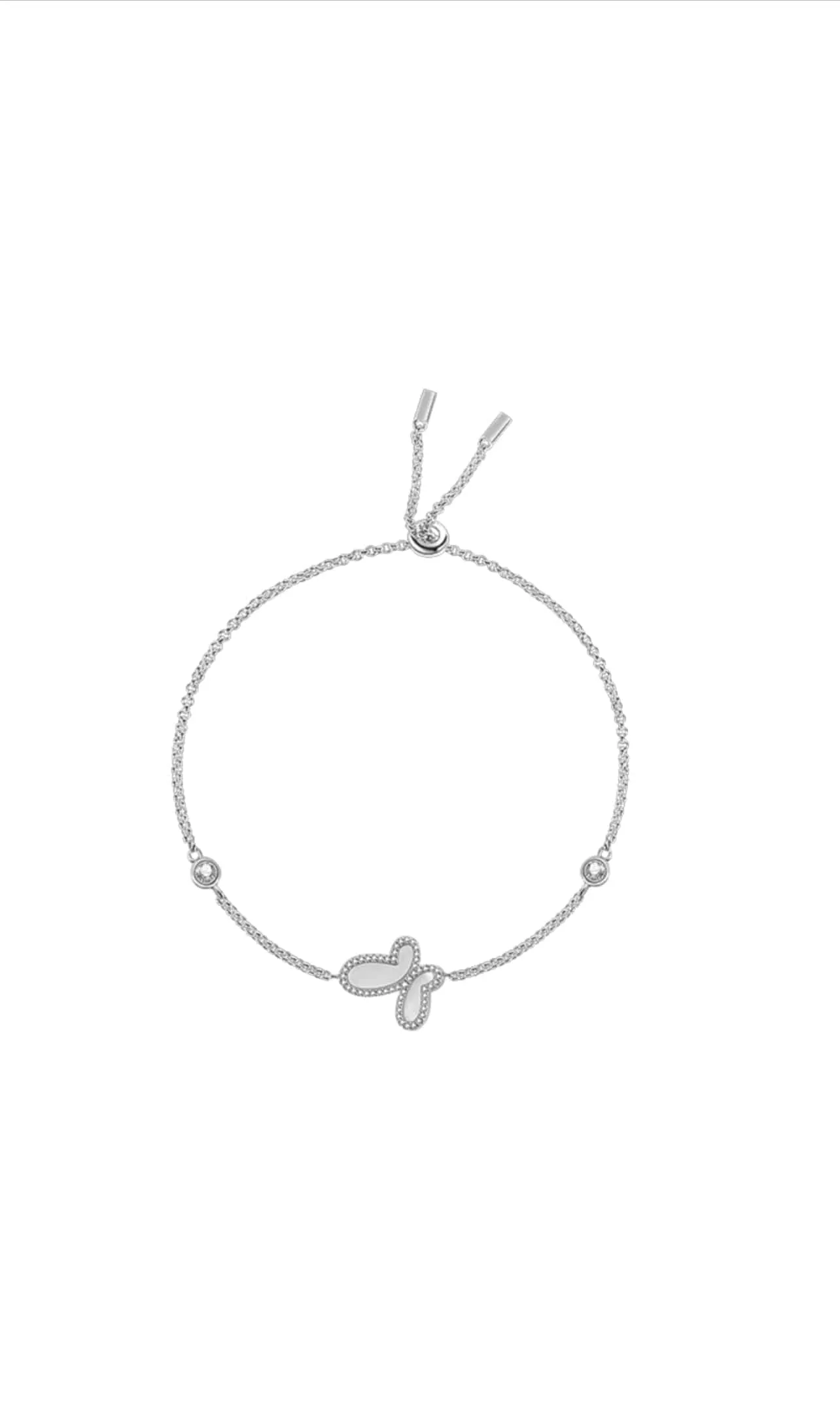 18k Rose Gold w/ Mother Of Pearl Of Cubic Zirconia Encrusted Butterfly Bracelet