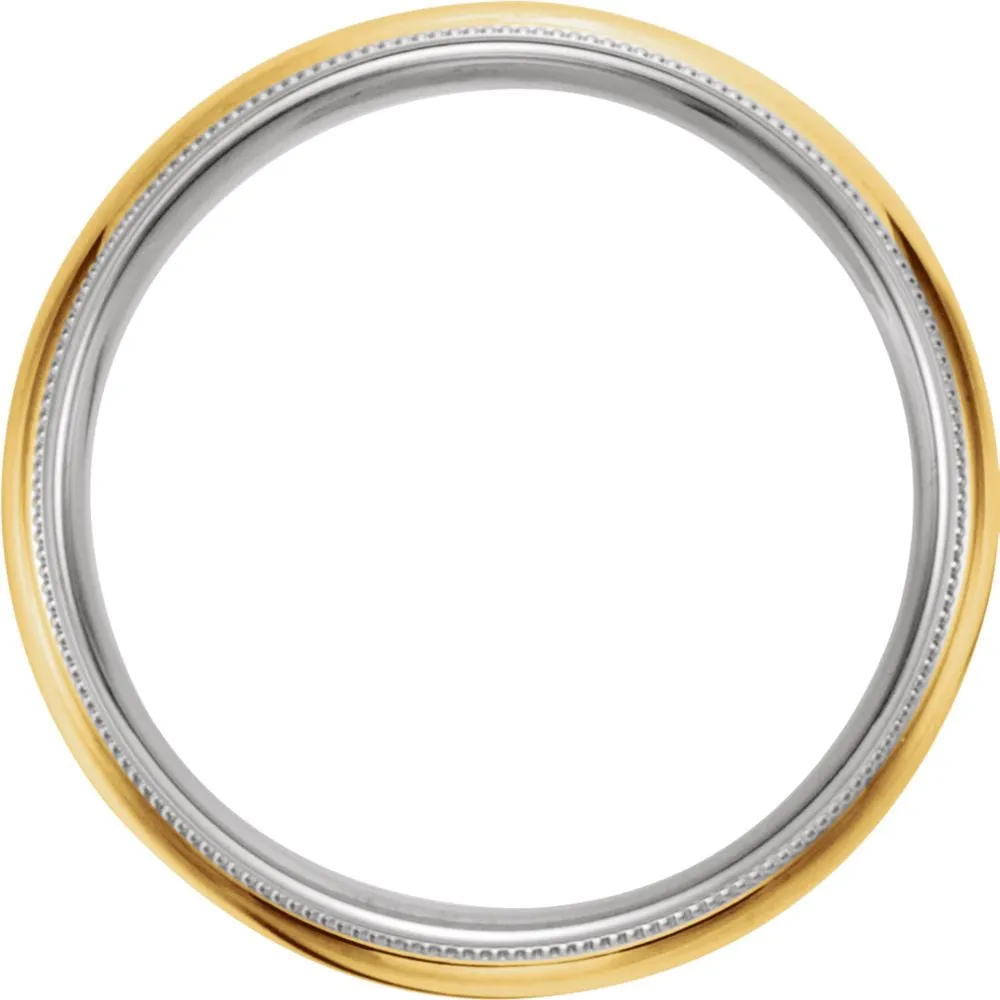 18K White & Yellow Gold 6mm Milgrain Band Size 9