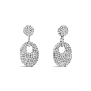 18K White Gold 3.66ctw Diamond Pave Estate Drop Earrings
