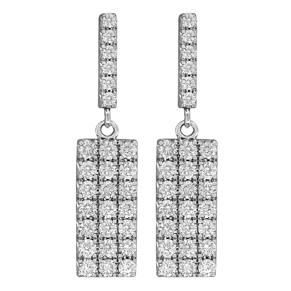 18K White Natural Diamond Dangle Earrings