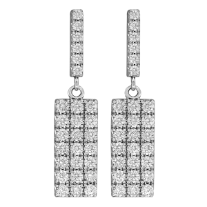 18K White Natural Diamond Dangle Earrings