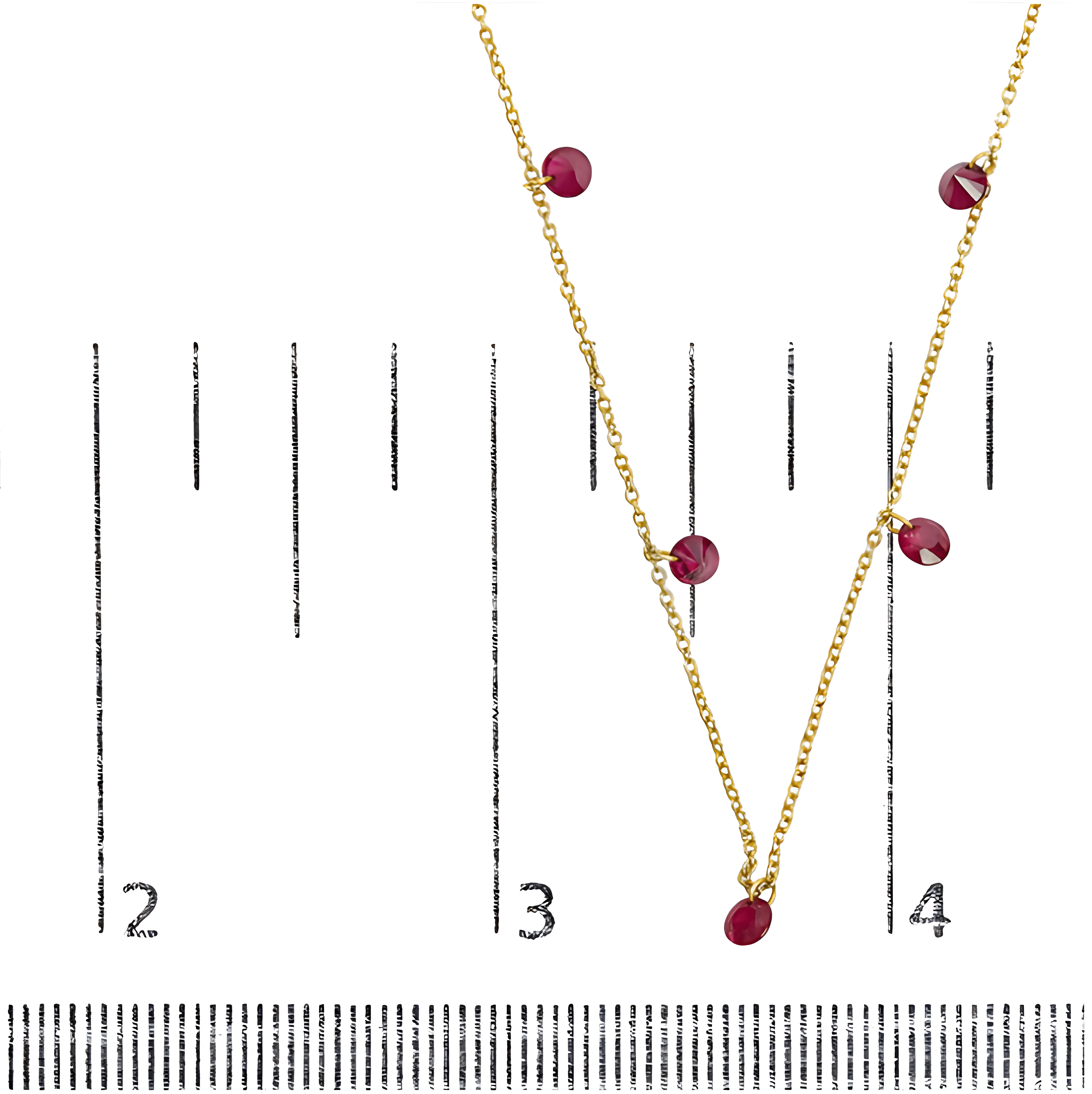 18K Yellow Gold Necklace 1 1/3 Cttw Dangling Red Ruby Drop 18" Chain Collar