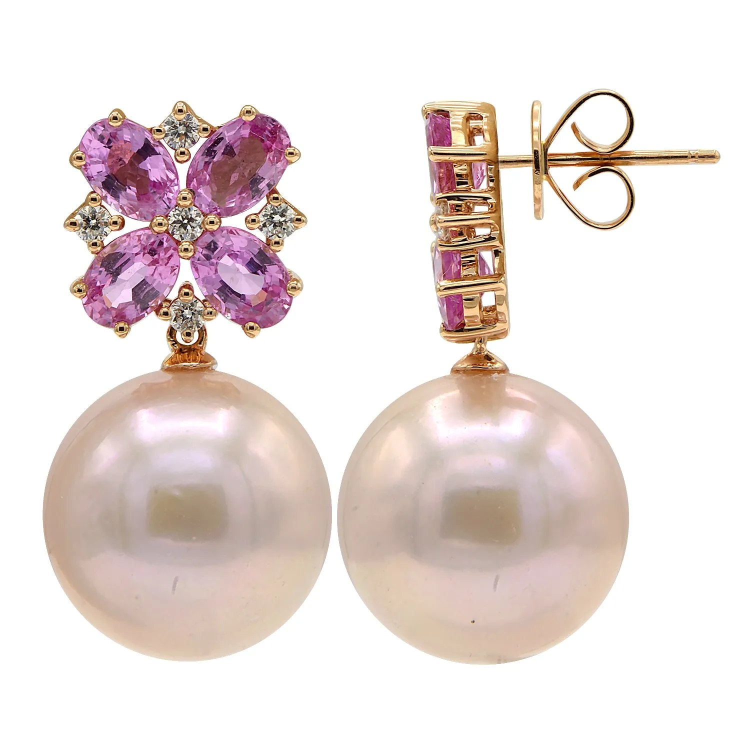 18KR-PFW PSapp/Dia 10D-0.38ct 8S-4.81 2.7G 14-15mm
