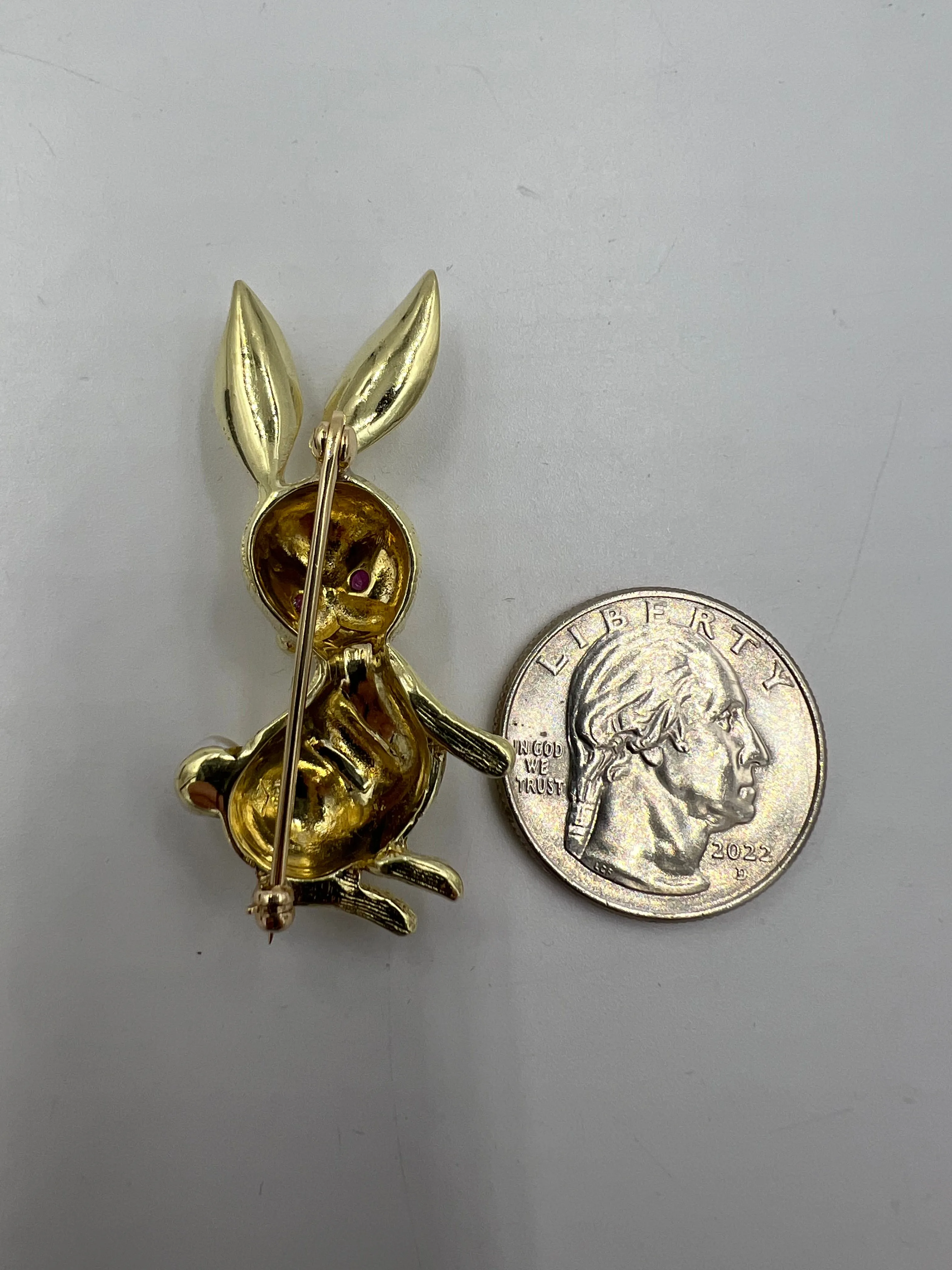 1970s Bunny Rabbit Yellow Gold Brooch
