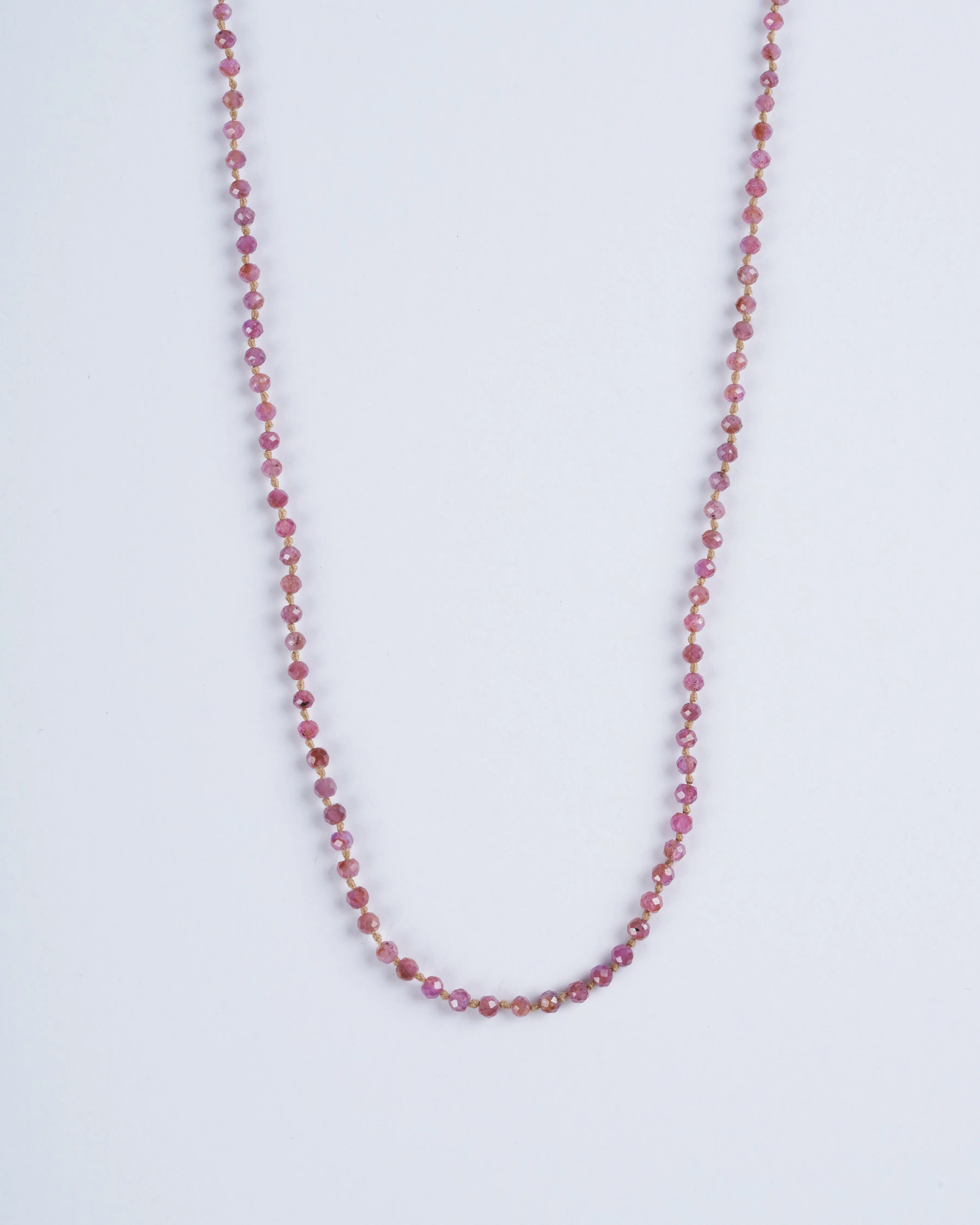 1mm pink sapphire necklace w/ 9k gold closure