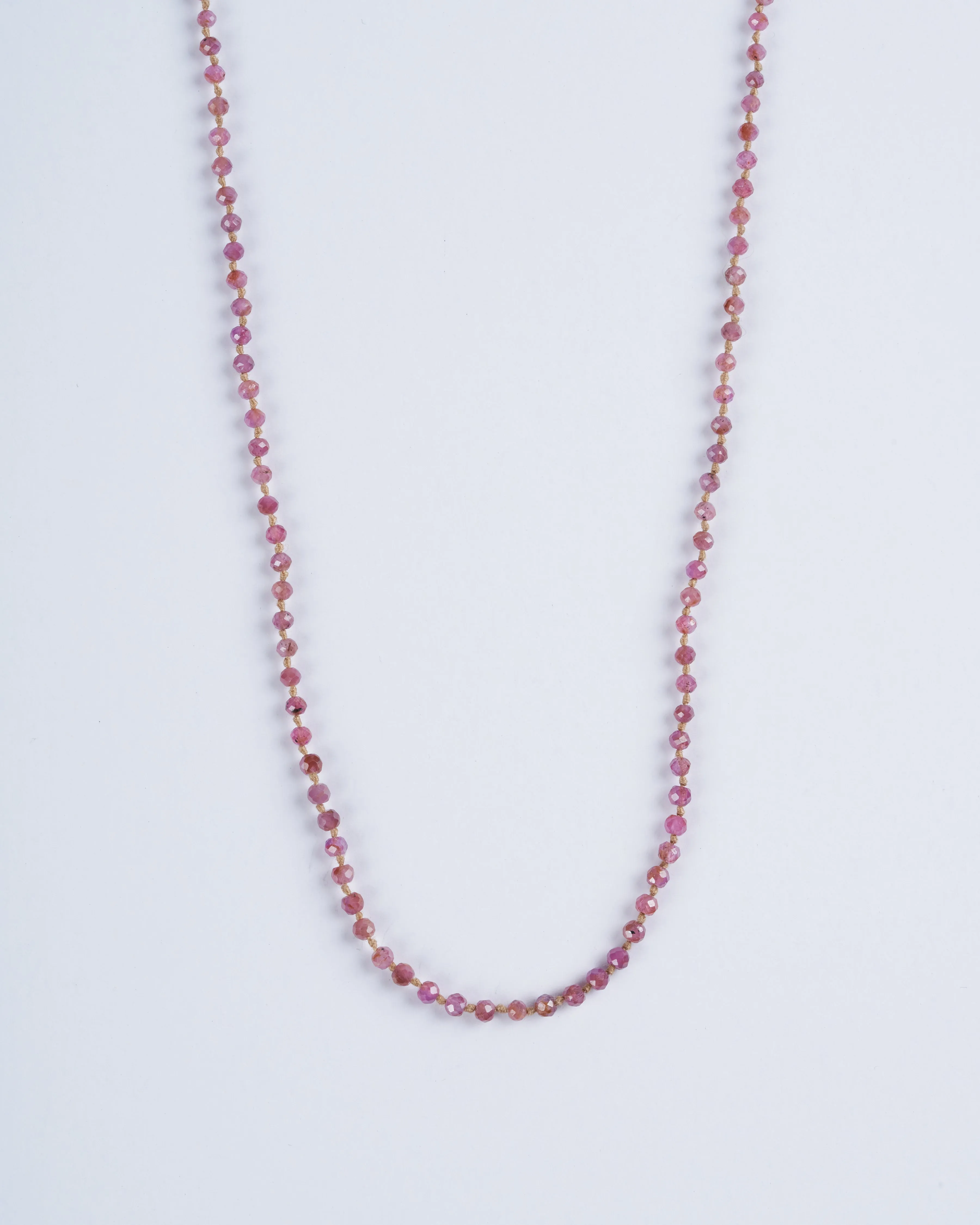 1mm pink sapphire necklace w/ 9k gold closure