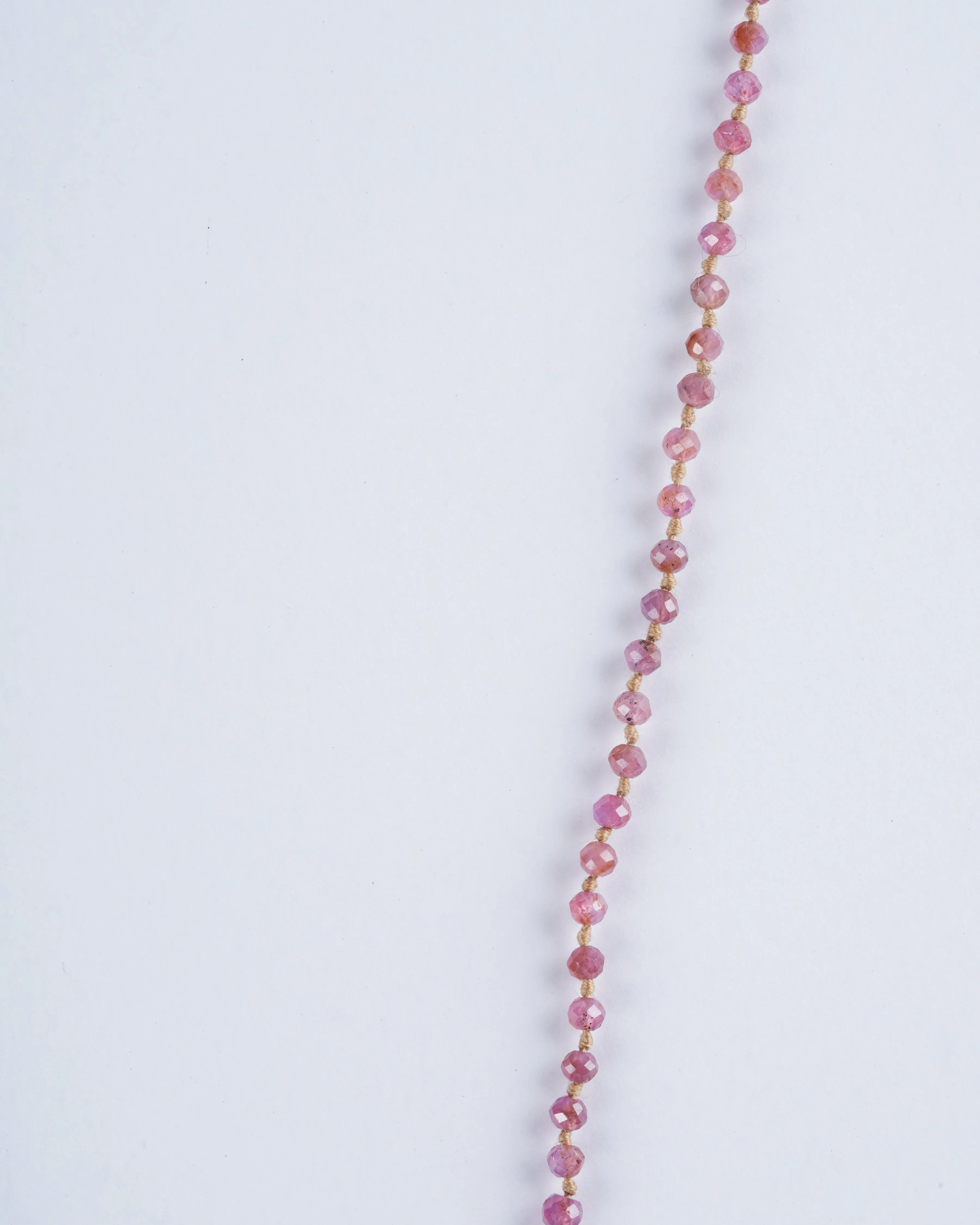 1mm pink sapphire necklace w/ 9k gold closure