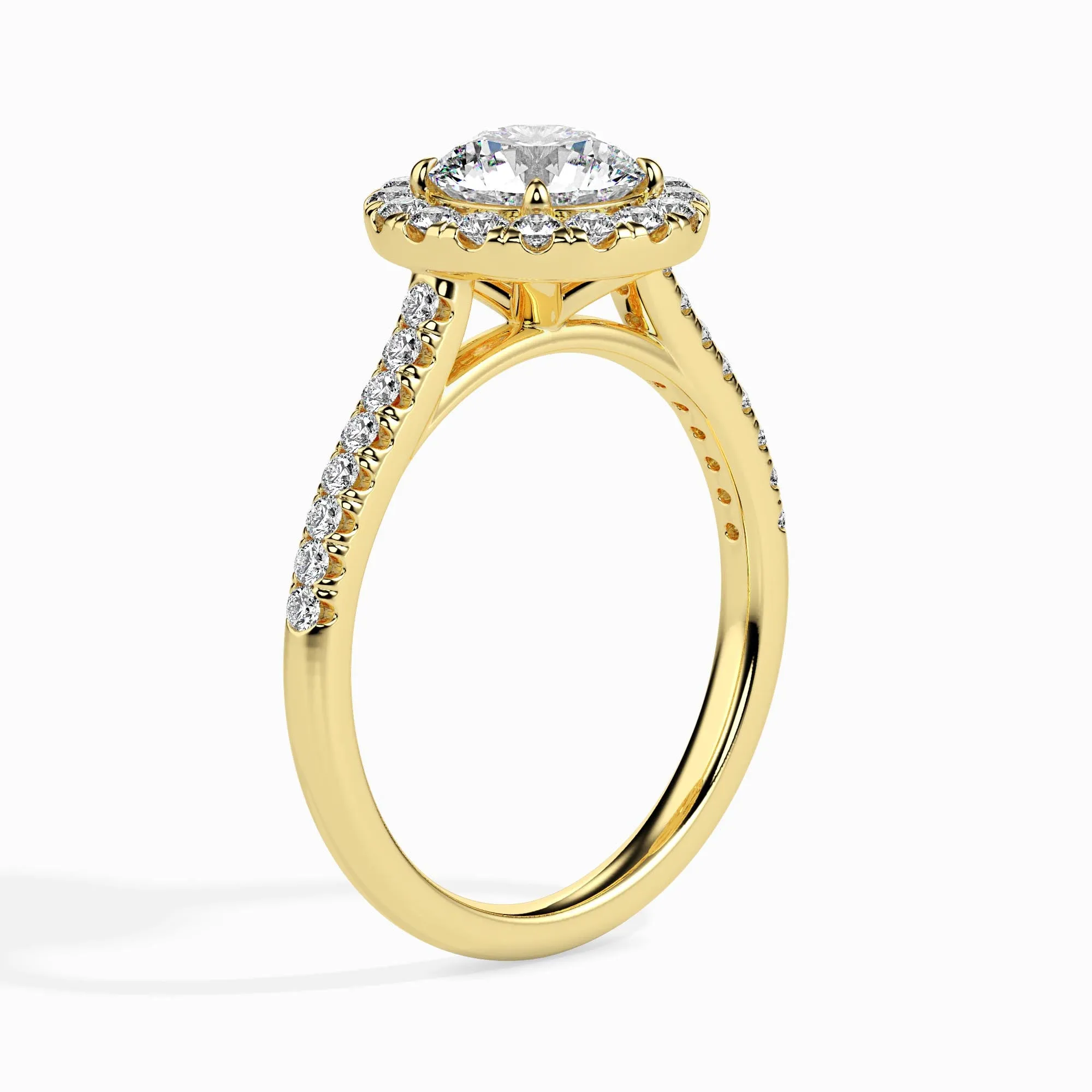 2 CT Golden Aura Round Diamond Ring