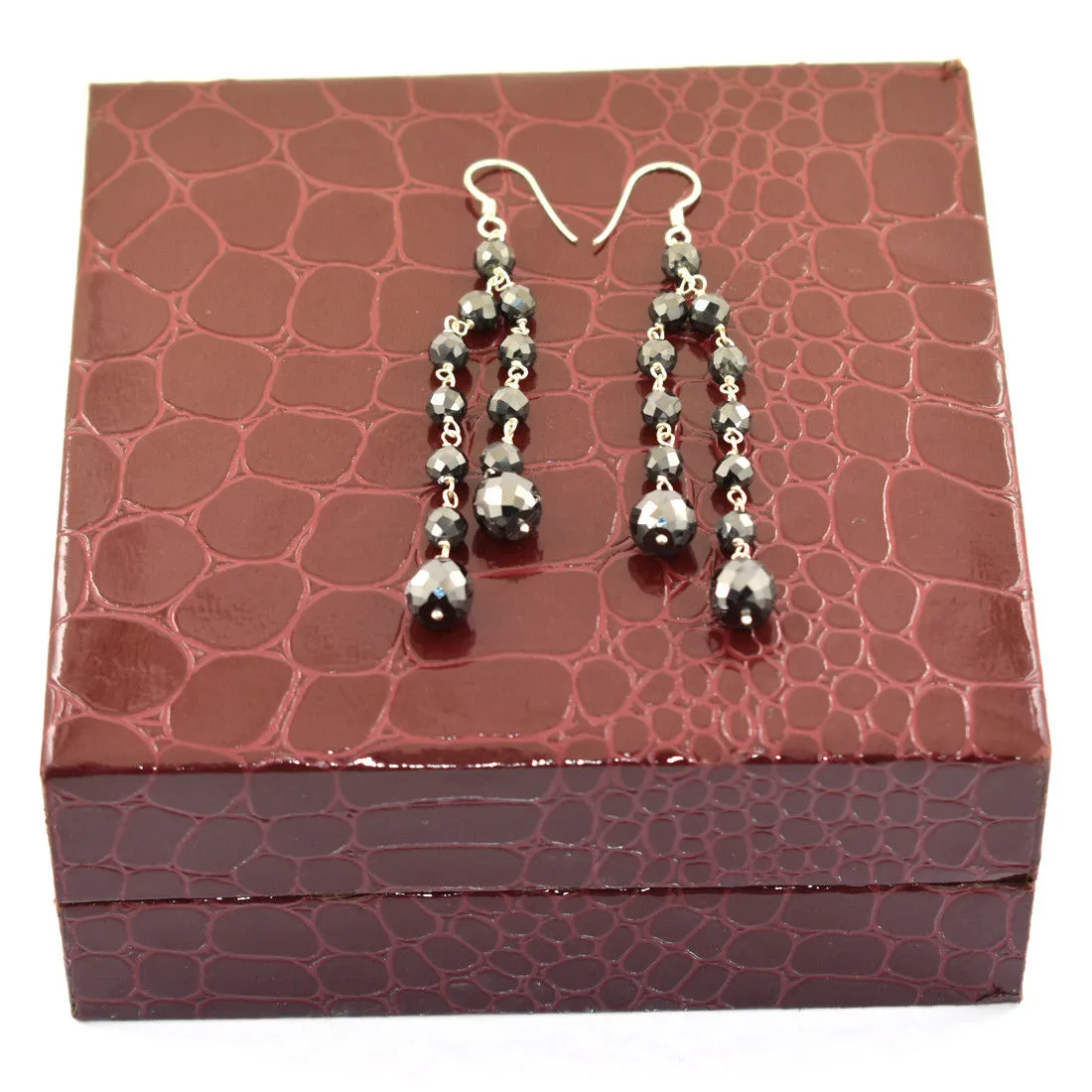 20 Ct Black Diamonds Dangler Drop Earring in 925 Silver, Amazing Collection with Great Sparkle