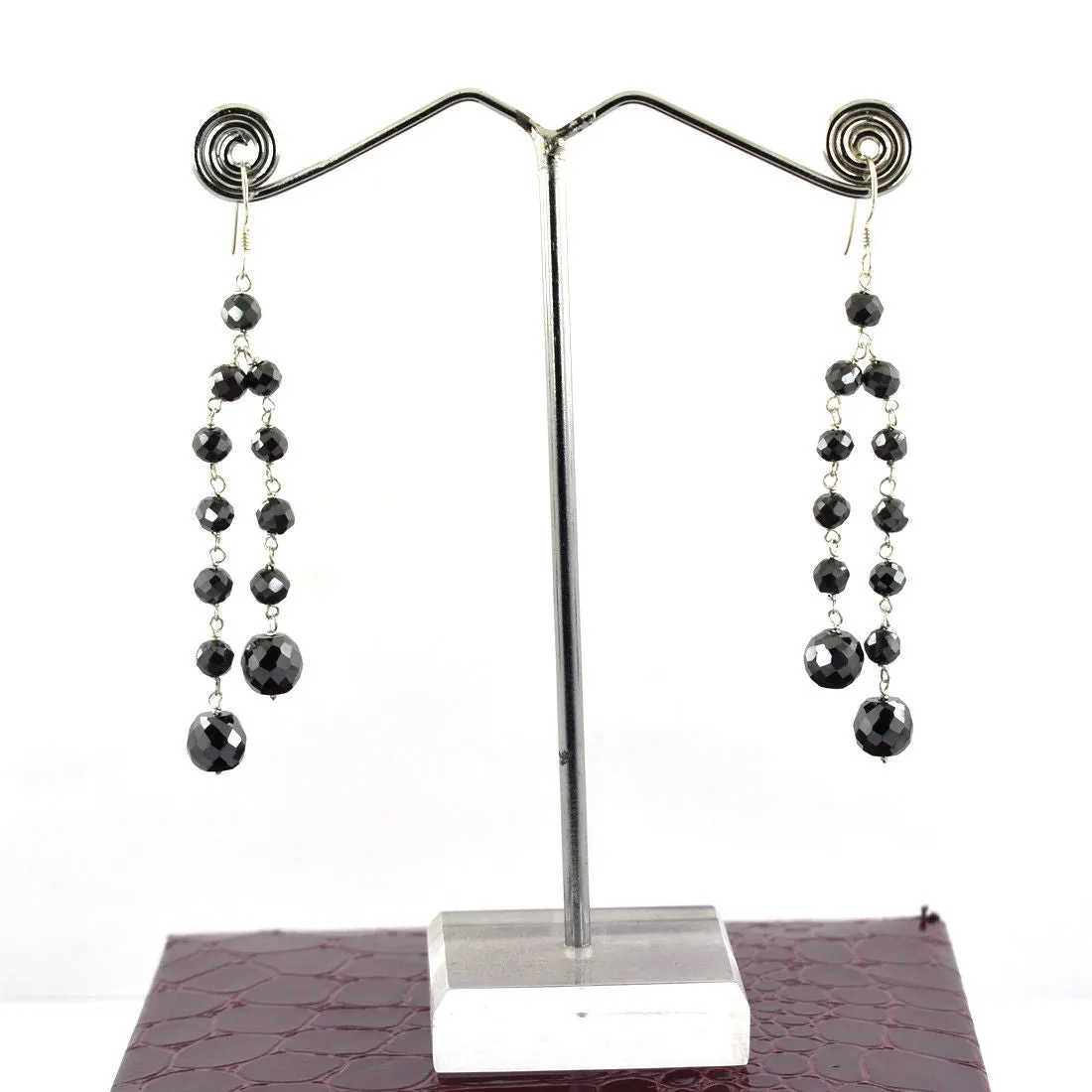 20 Ct Black Diamonds Dangler Drop Earring in 925 Silver, Amazing Collection with Great Sparkle