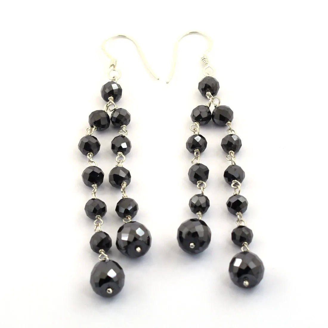 20 Ct Black Diamonds Dangler Drop Earring in 925 Silver, Amazing Collection with Great Sparkle