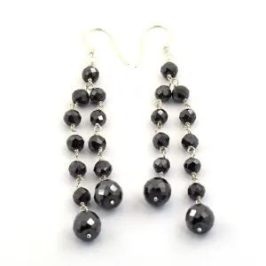 20 Ct Black Diamonds Dangler Drop Earring in 925 Silver, Amazing Collection with Great Sparkle
