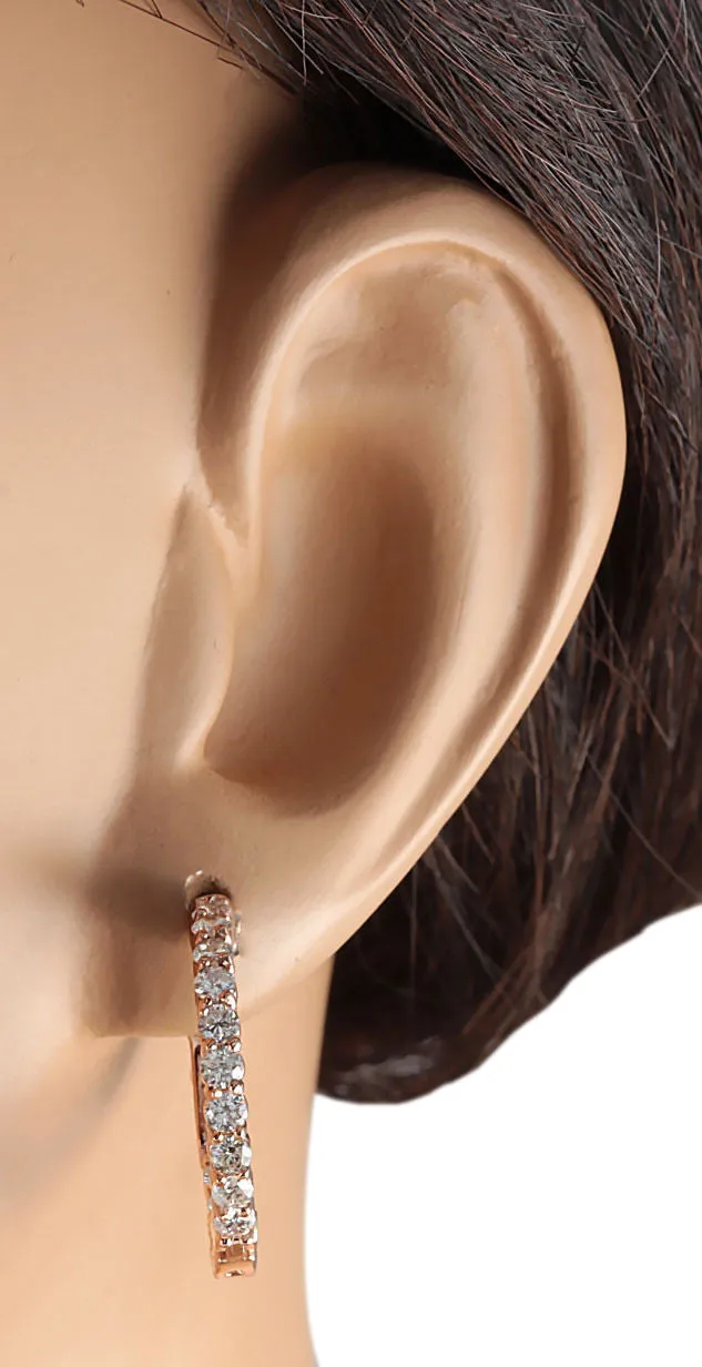 2.00 Carat Natural Diamond 14K Rose Gold Earrings