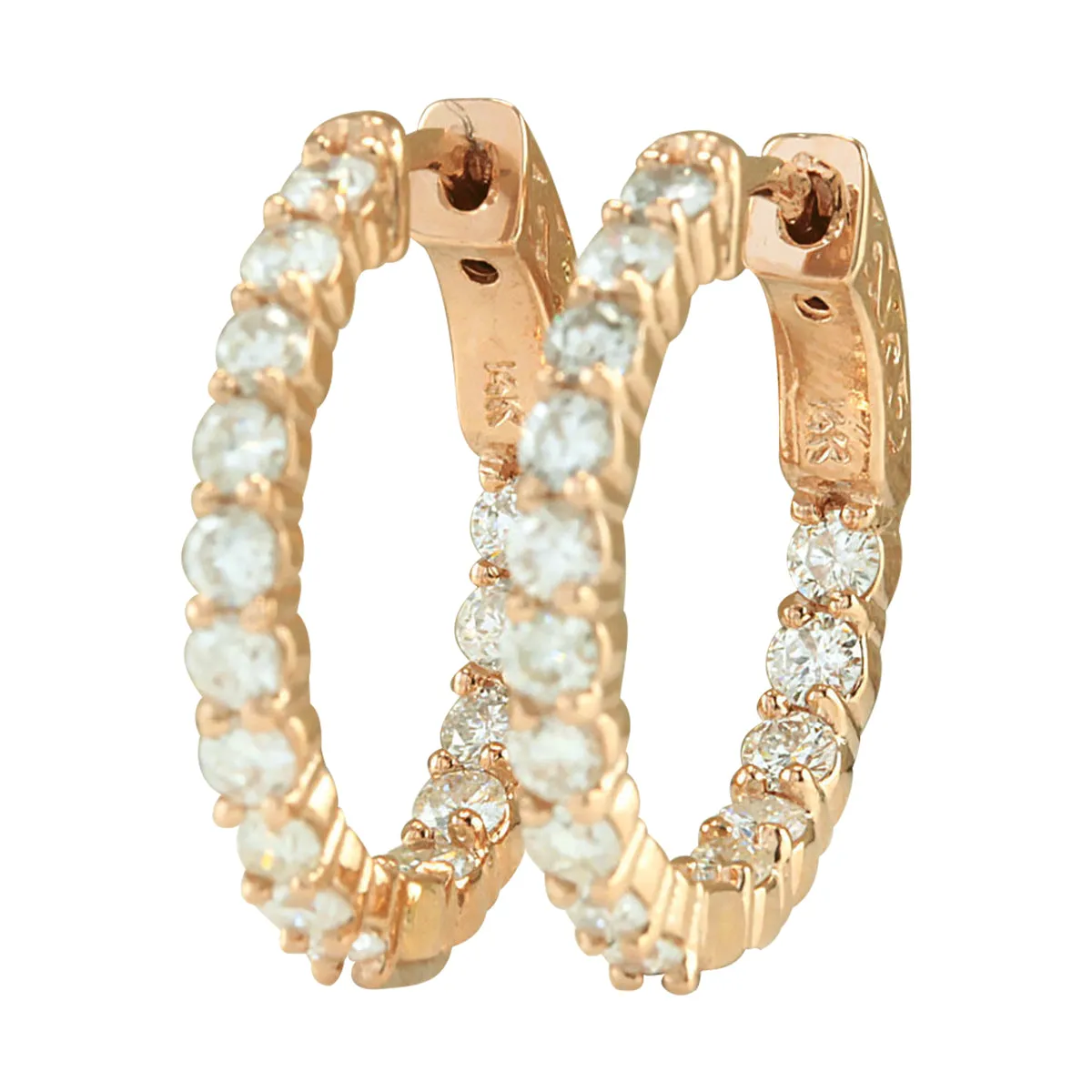 2.00 Carat Natural Diamond 14K Rose Gold Earrings