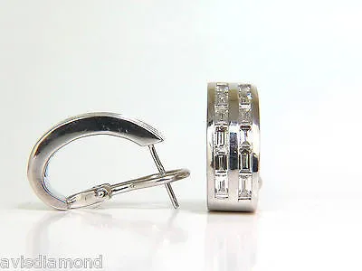 2.00CT BAGUETTE TWO ROWS DIAMOND SEMI HOOP CLIP EARRINGS 14KT
