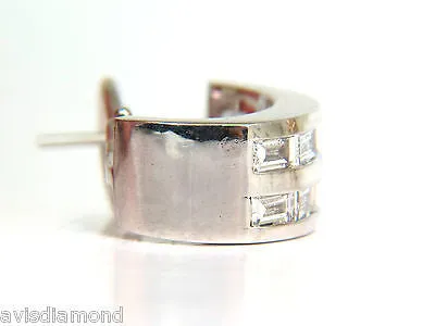 2.00CT BAGUETTE TWO ROWS DIAMOND SEMI HOOP CLIP EARRINGS 14KT