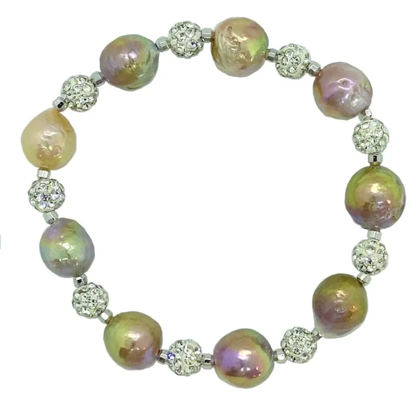 221-02-S | PETITE PEARL & CRYSTAL BRACELET (PINK)