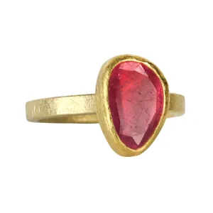 22K & 18K Gold Irregular Faceted Pink Sapphire Ring